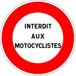 Autocollant vinyl - Interdit aux motocyclistes - Diamètre de 200 mm